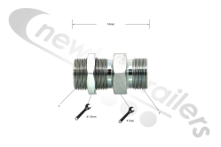 8BP1616 Hydraulic Coupling Bulk Head Adaptor 1" To 1" Male