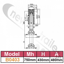 B0403-010510 JOST B0403 Modal Landing Leg UK Complete Set With Crossbar & Handle