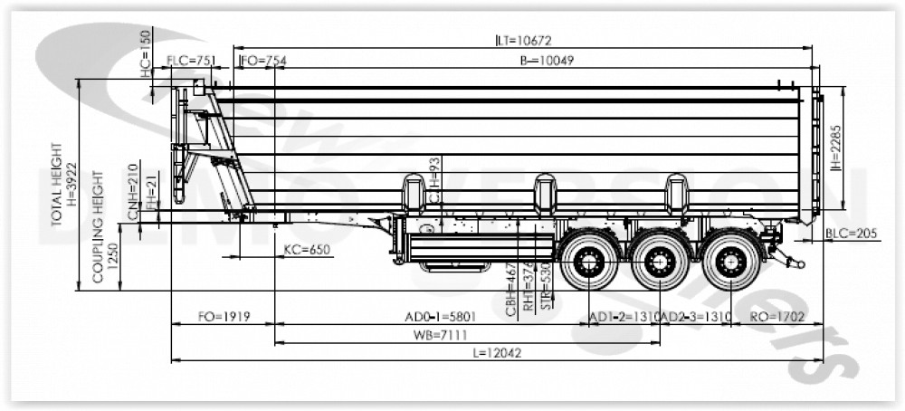 Quotation For 1x New 2023 Lück Steel Body Tipping Trailer